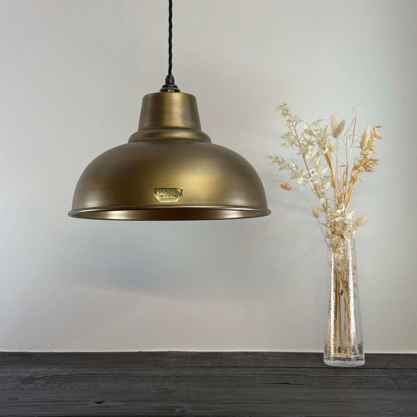 Salthouse XL ~ Antique Brass Industrial factory shade light ceiling dining room kitchen table vintage filament lamps pendant 14.5 Inch