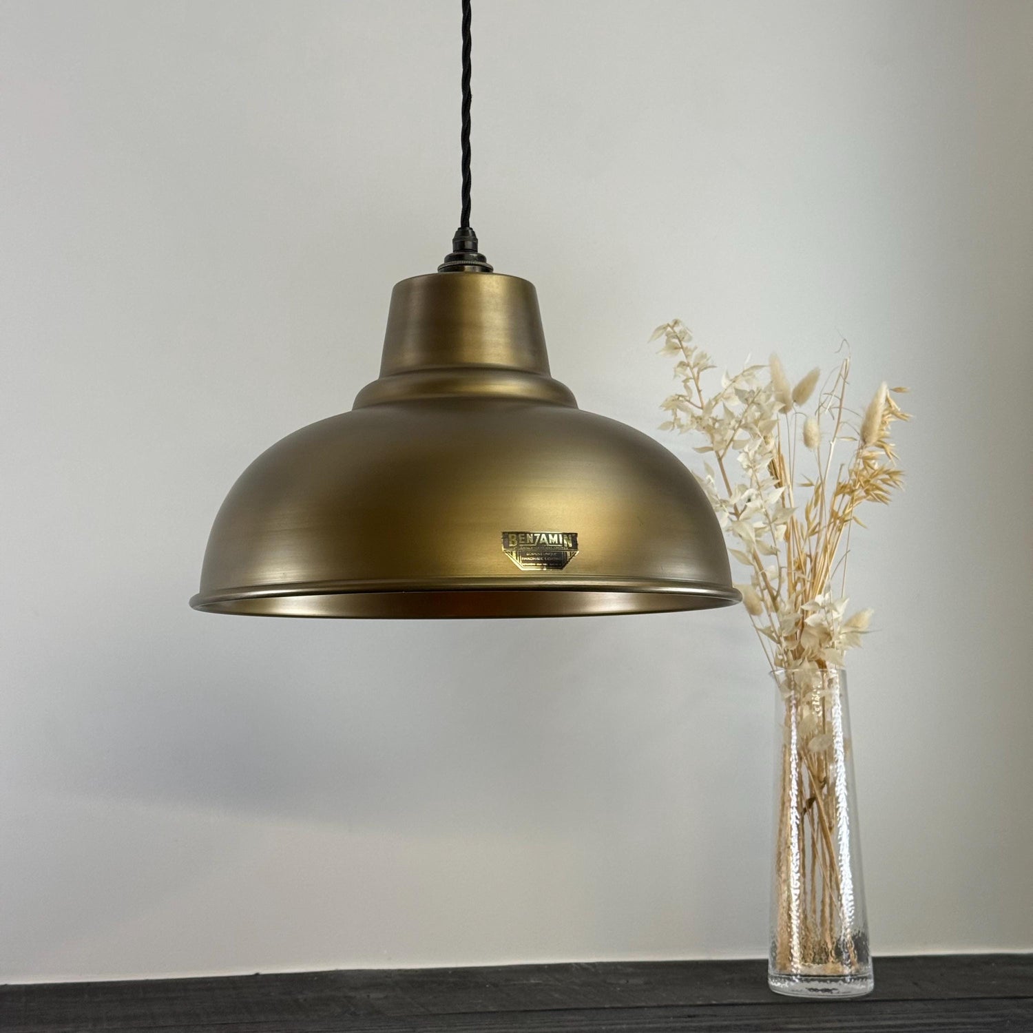Salthouse XL ~ Antique Brass Industrial factory shade light ceiling dining room kitchen table vintage filament lamps pendant 14.5 Inch
