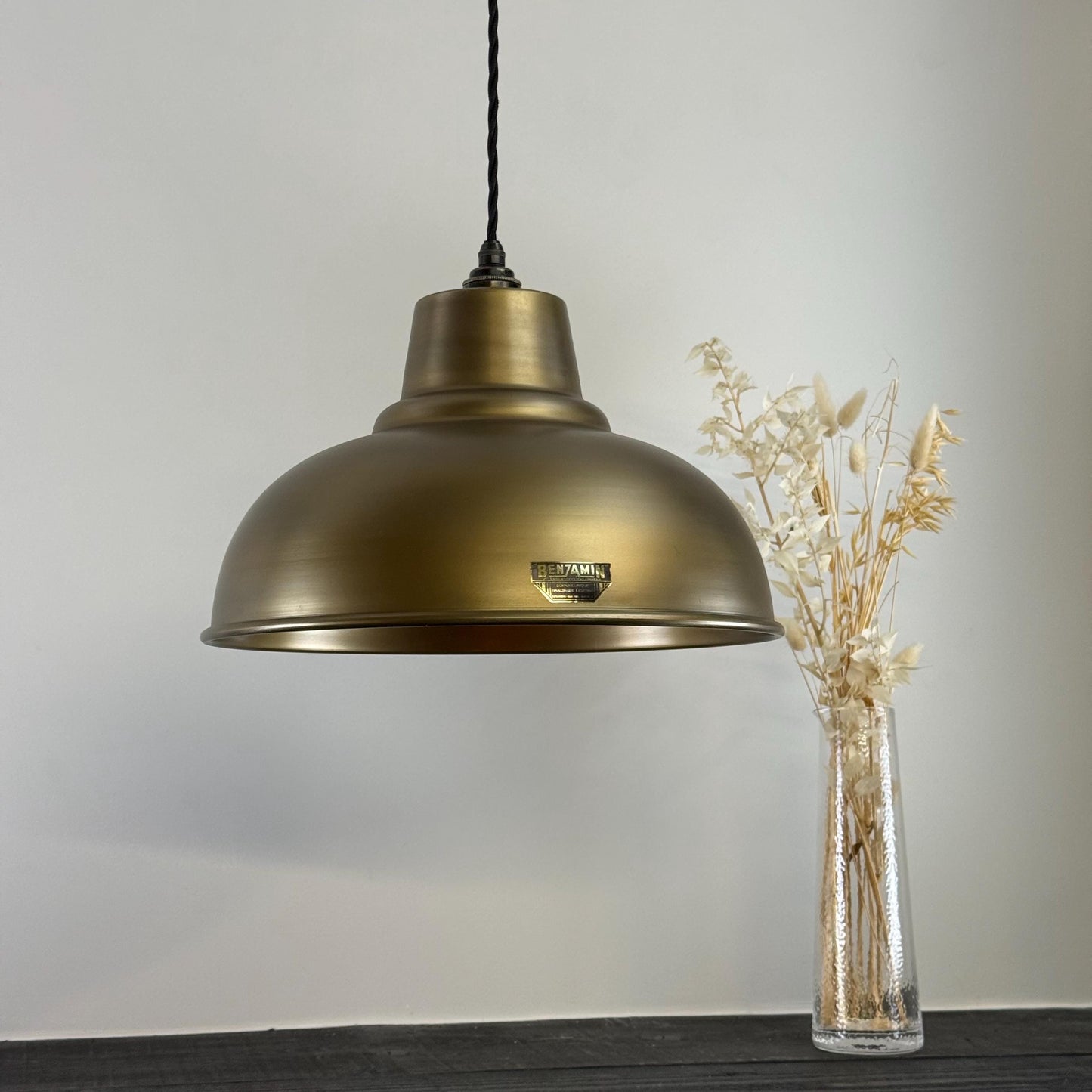 Salthouse XL ~ Antique Brass Dome Lampshade Pendant Ceiling Light ~ 14.5 Inch