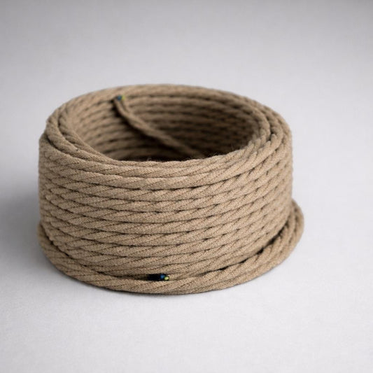Jute Twisted Rope Cable 3 x 0.75 Core | Vintage Textile Retro | Electrical Wire Fabric Cord