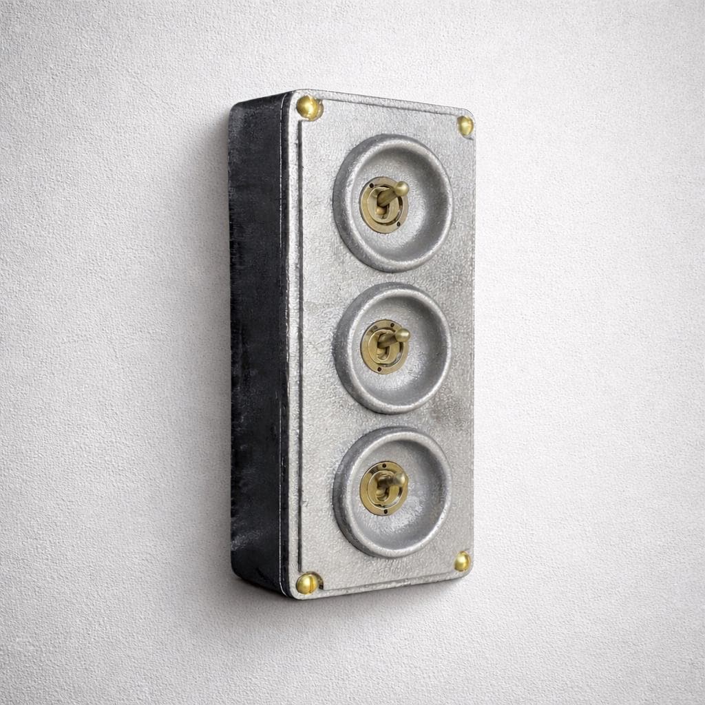 3 Gang 2 Way Solid Cast Metal Toggle Light Switch