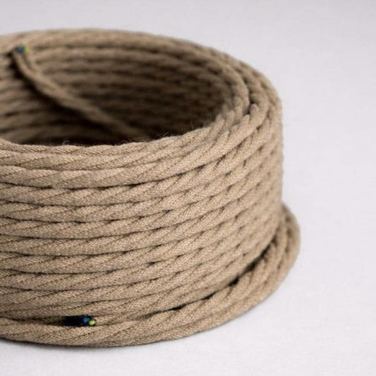 Jute Twisted Rope Cable 3 x 0.75 Core | Vintage Textile Retro | Electrical Wire Fabric Cord