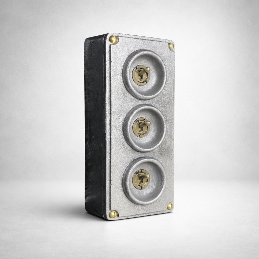 3 Gang 2 Way Solid Cast Metal Toggle Light Switch