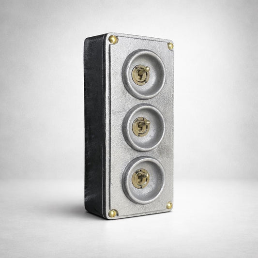 3 Gang 2 Way Solid Cast Metal Toggle Light Switch