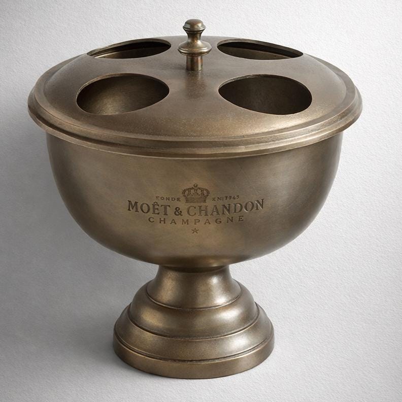 Moët & Chandon Antique Brass 4 Bottle Engraved Champagne Large Ice Bucket | Wine Cooler