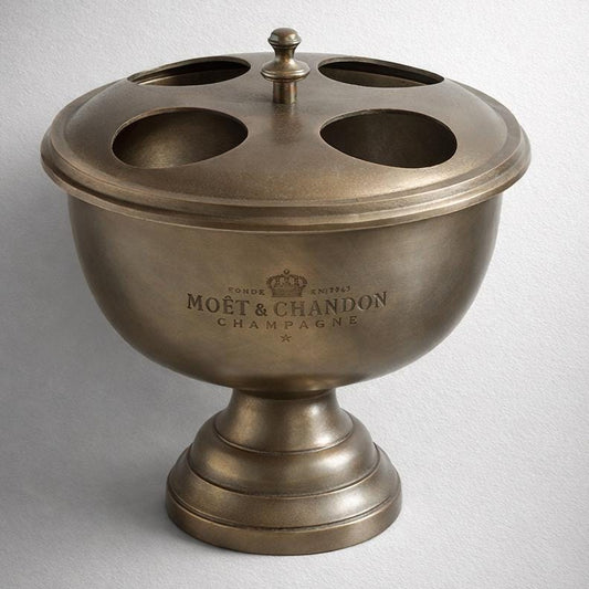 Moët & Chandon Antique Brass 4 Bottle Engraved Champagne Large Ice Bucket | Wine Cooler