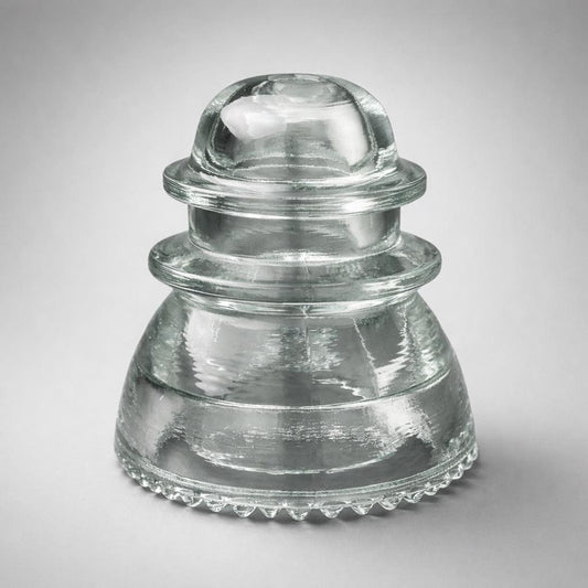 No 42 Hemingray Clear Glass Insulator Light Fitting - Ornament Industrial Decor Display