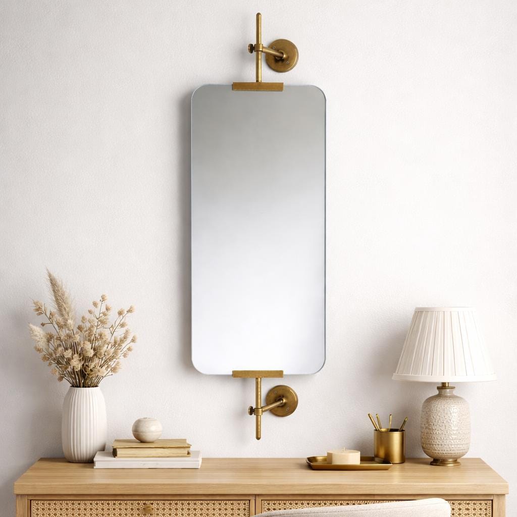 Antique Brass Swivel Portrait Wall Mounted Bathroom | Dressing Room Mirror
