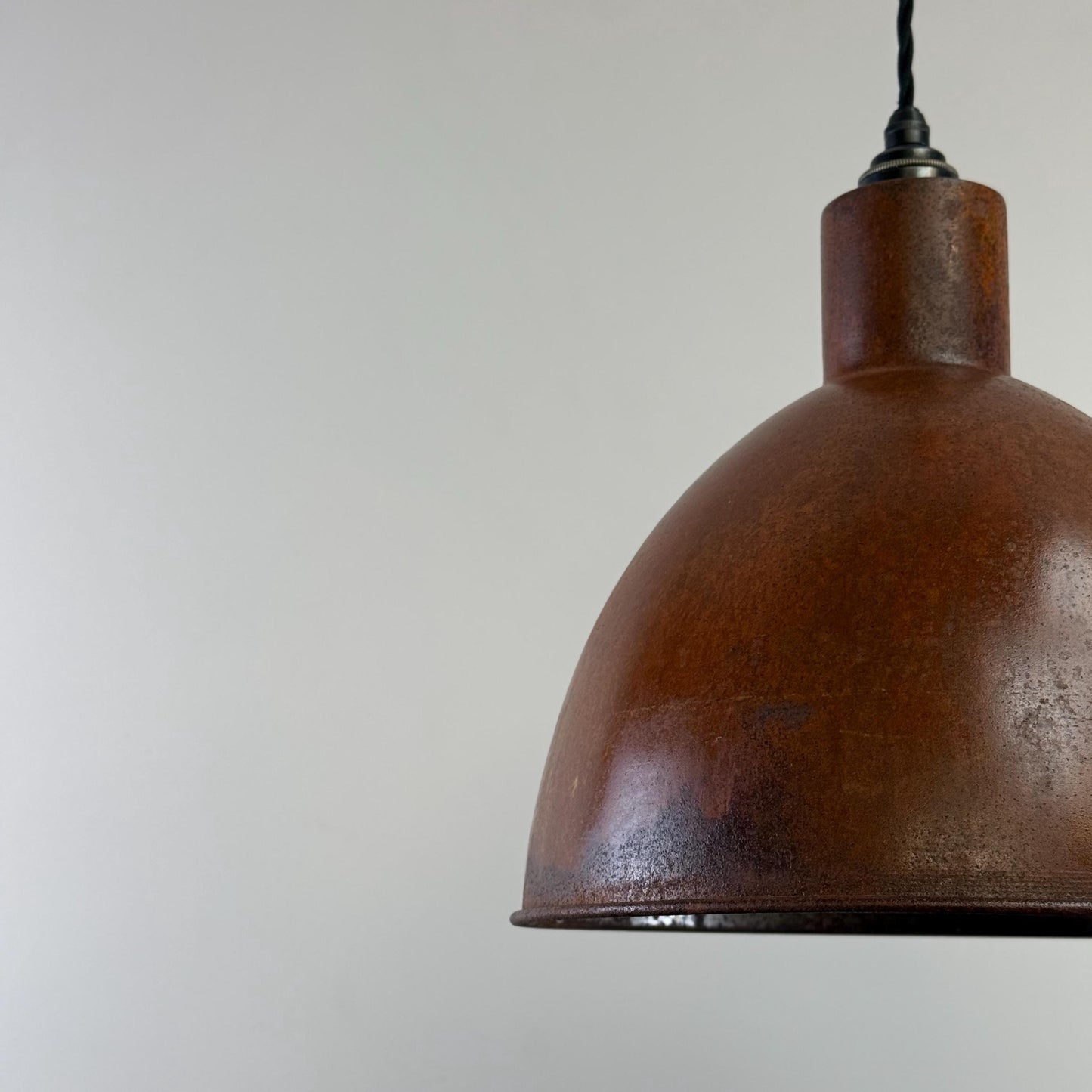 Warham ~ Rusted Solid Steel Industrial Shade Pendant Set Light | Ceiling Dining Room | Kitchen Table | Vintage 1 x Edison Filament Bulb