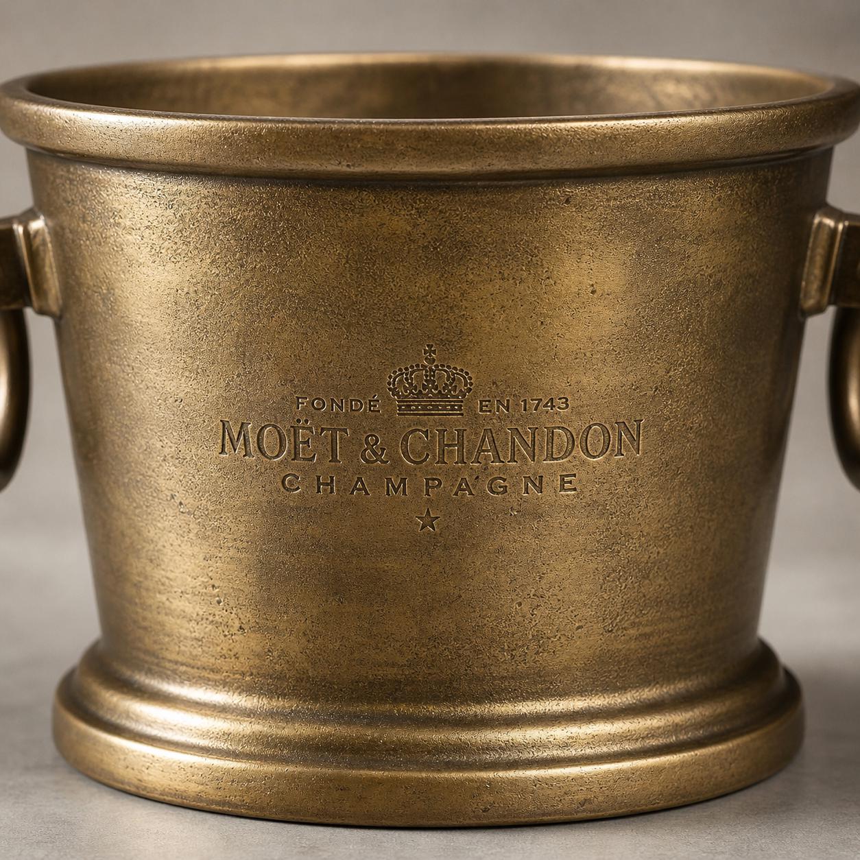 Moët & Chandon Antique Brass Engraved Champagne Ice Bucket