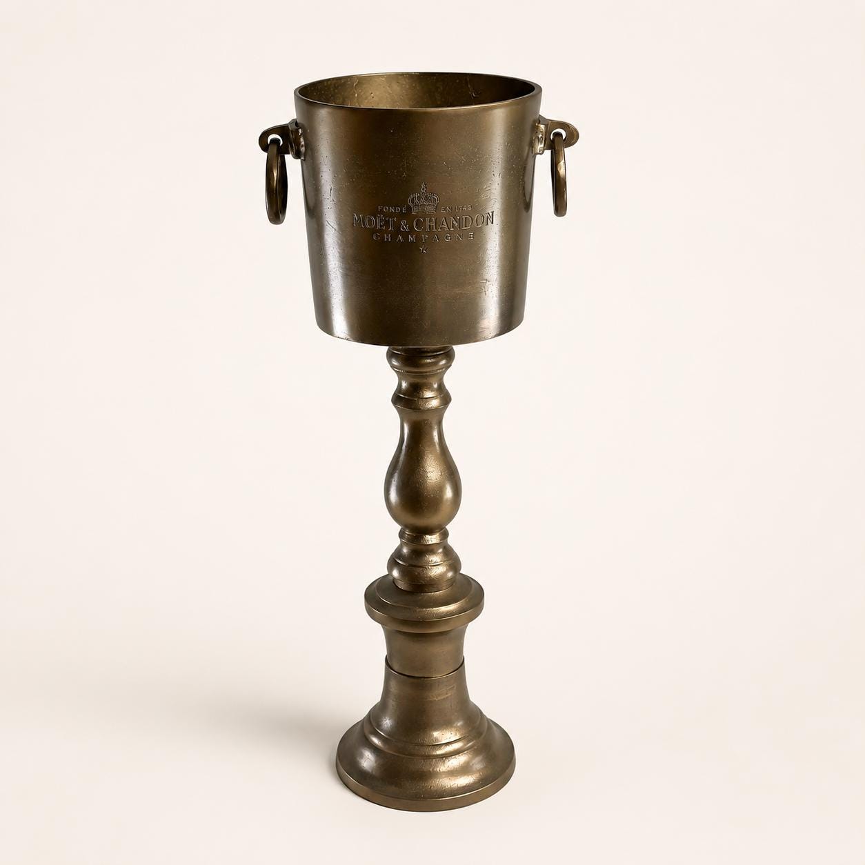 Moët & Chandon Antique Brass Champagne Ice Bucket Stand | Floor Standing Wine Cooler