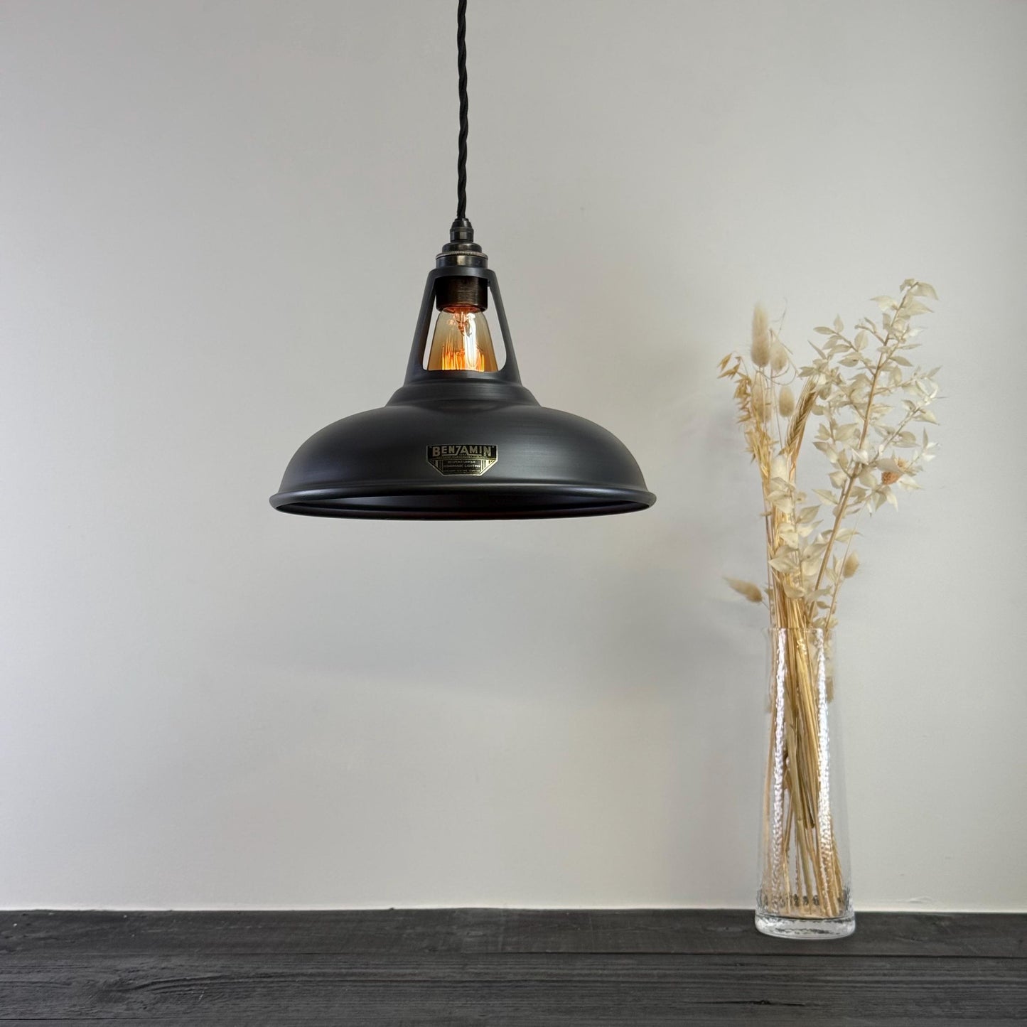 Cawston - Pewter Grey Coolicon Slotted Lampshade Pendant Set Light - 11 Inch
