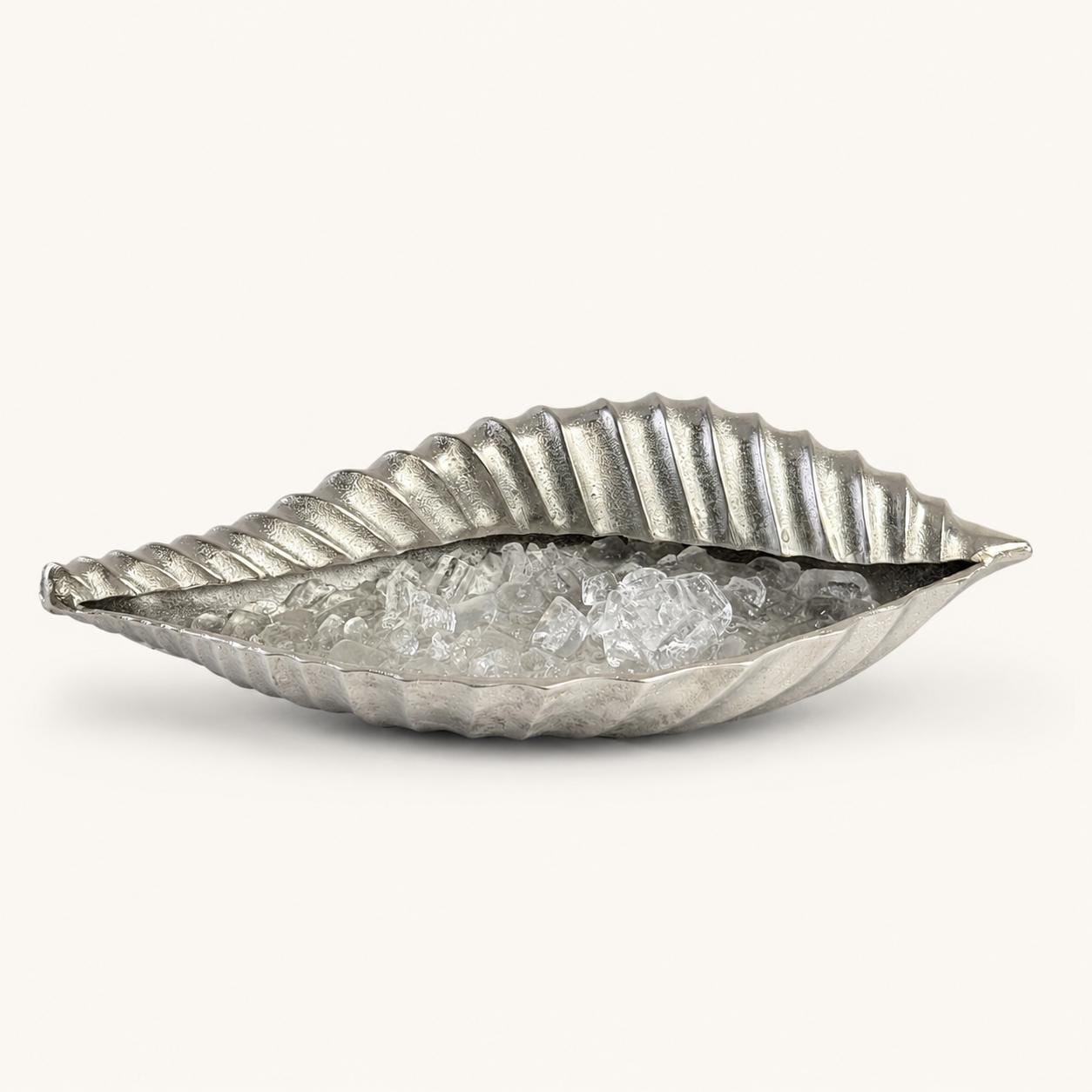 Clam Shell Champagne Ice Bucket & Silver Wine Cooler Bowl