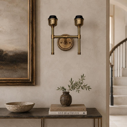 Felbrigg - Double Antique Brass Twin Wall Light Sconce