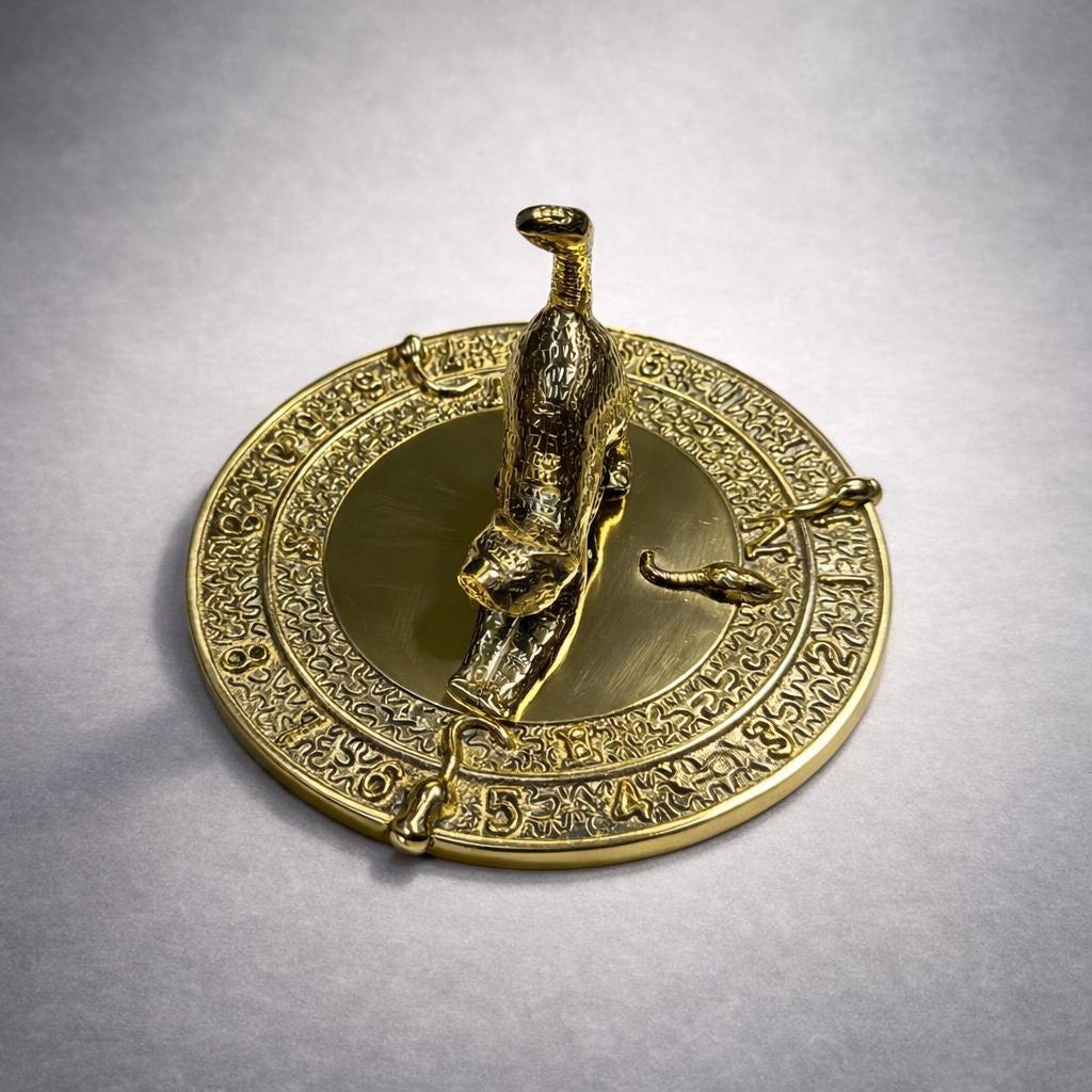 Solid Brass Cat Sundial - Decorative Garden & Indoor Timepiece