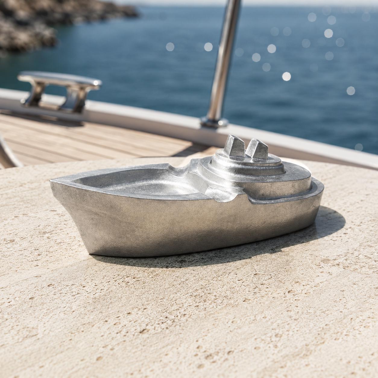 Nautical Cast Aluminium Boat Ashtray | Yacht & Bar Decor