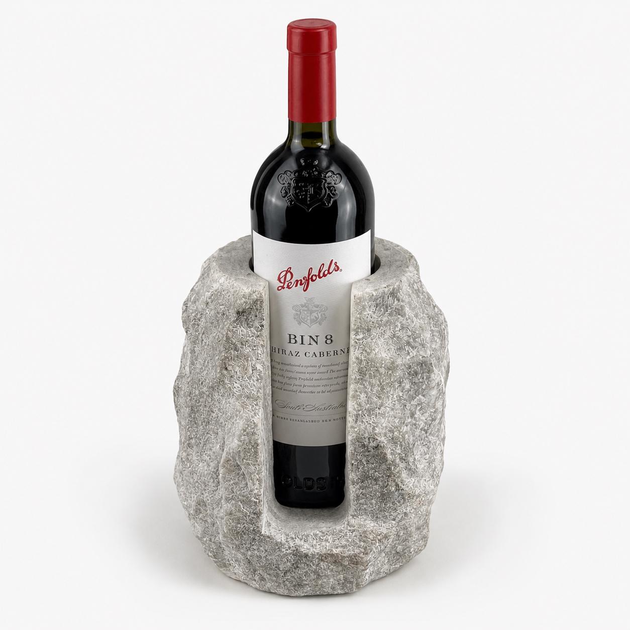 Solid Marble Wine Bottle Holder | Handcrafted Stone Wine Cooler