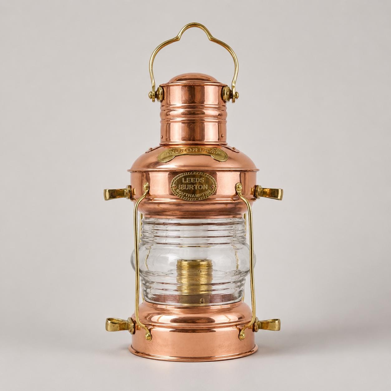 Solid Copper & Brass Nautical Anchor Table Lamp | Maritime Ship Lantern