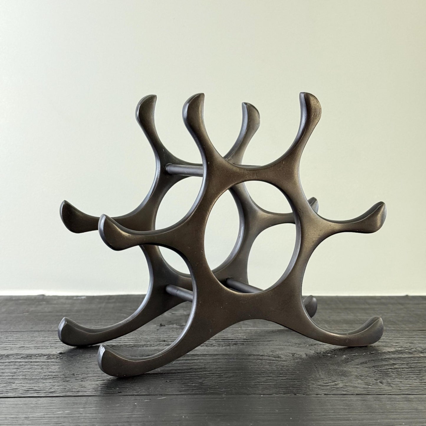 6 Bottle Wine Rack Holder Solid Cast | Wine | Champagne Storage Antique Brass | Polished Aluminium | Matt Black | Black Copper
