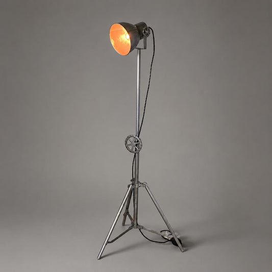 Industrial Tripod Theatre Floor Lamp | Vintage Spotlight Reading Light