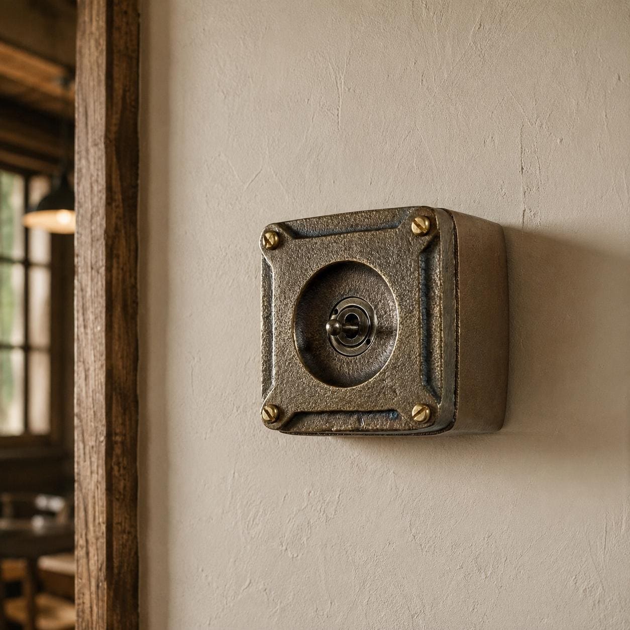 Single Gang Bronze Solid Cast Metal Surface Mounting Light Switch Industrial 2 Way - BS EN Approved Vintage Britmac Style