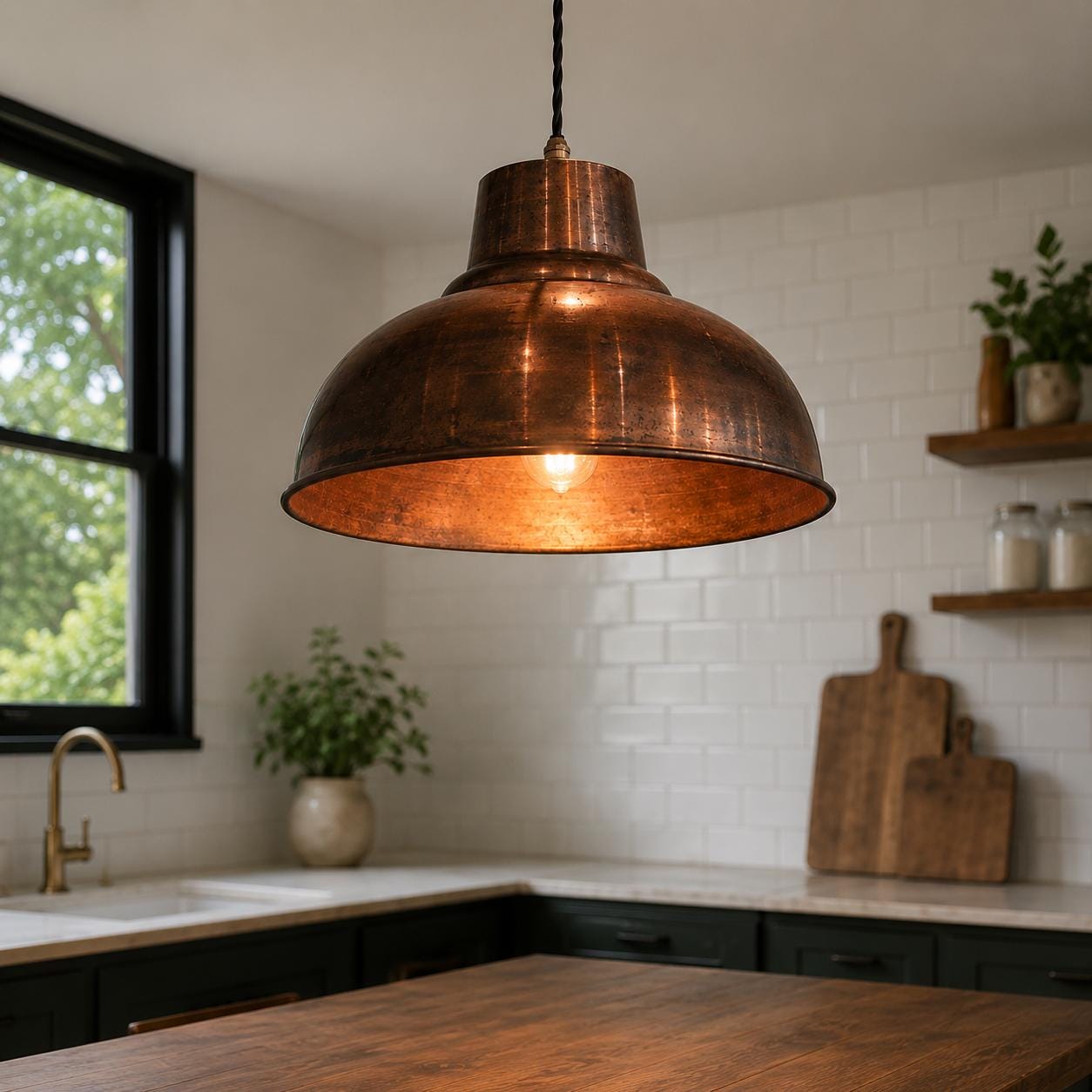 Salthouse XL ~ Copper Industrial Factory Shade Pendant Set *Pre Order* - 14.5 Inch