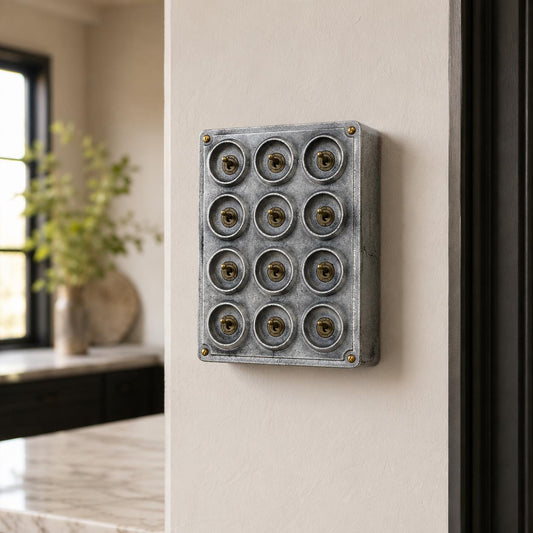 12 Gang 2 Way Cast Aluminium Industrial Toggle Switch Light Panel