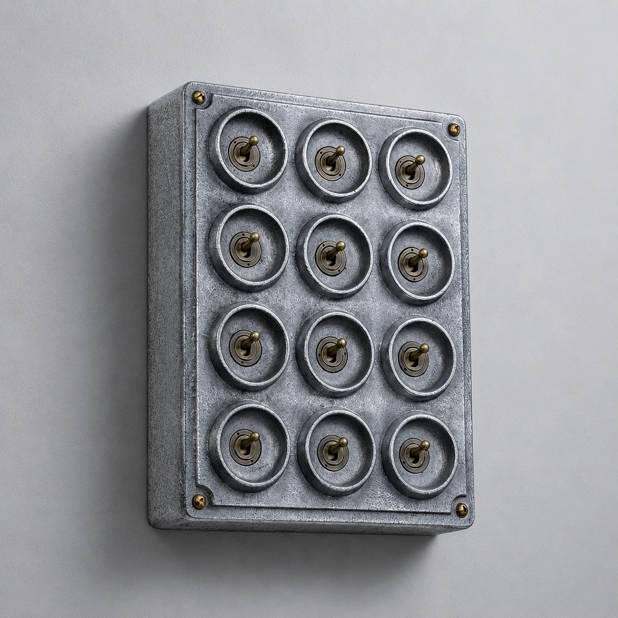 12 Gang 2 Way Cast Aluminium Industrial Toggle Switch Light Panel