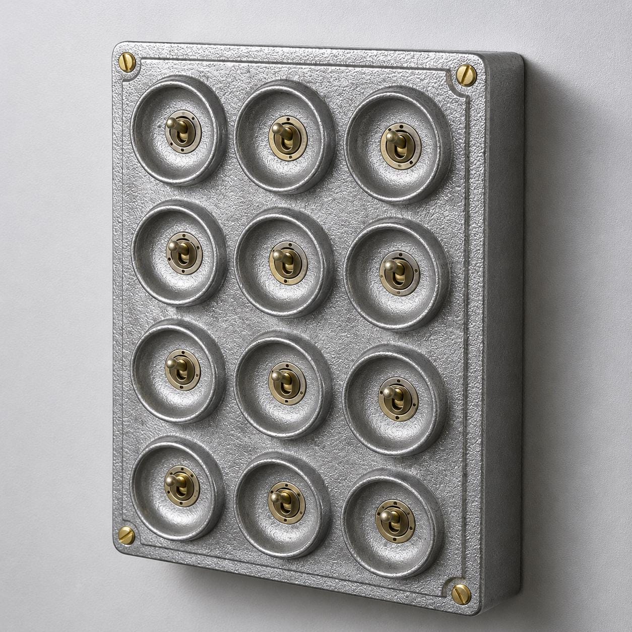 12 Gang 2 Way Cast Aluminium Industrial Toggle Switch Light Panel