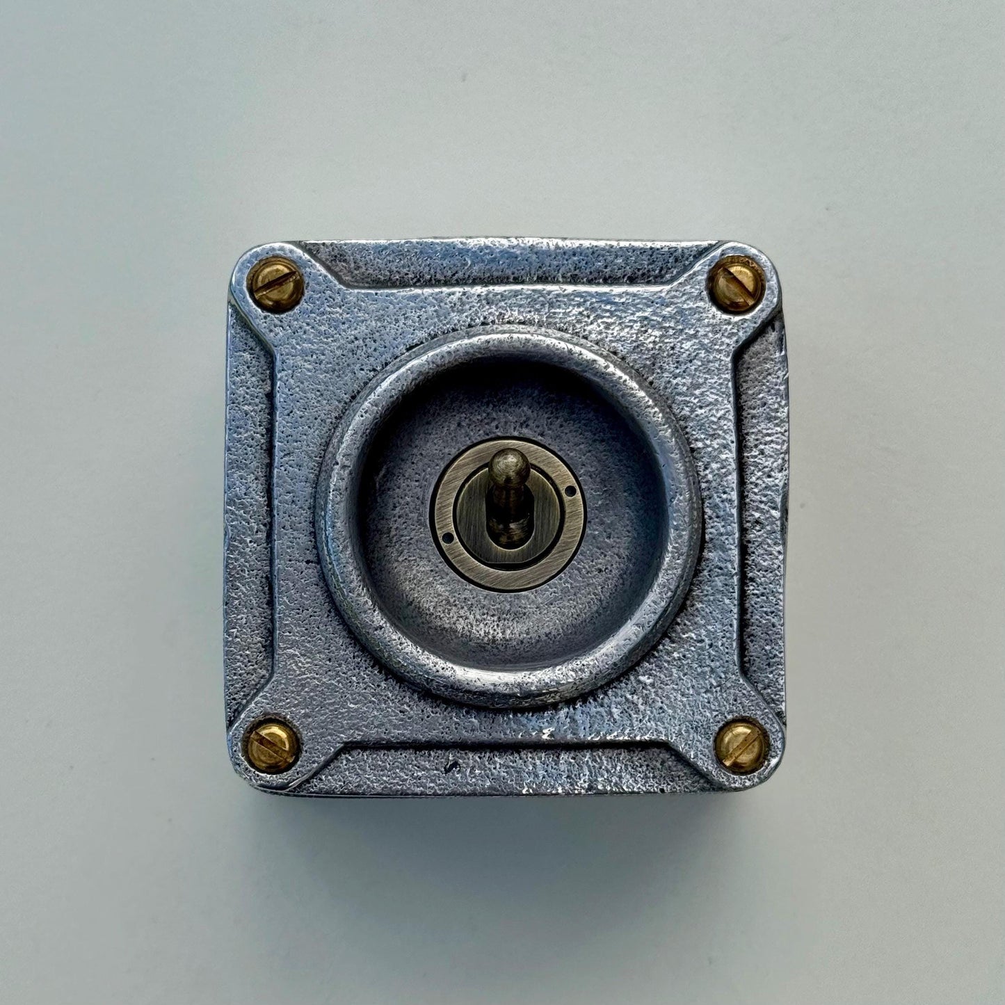 Single Gang Solid Metal Conduit Toggle Light Switch - Industrial Vintage Crabtree