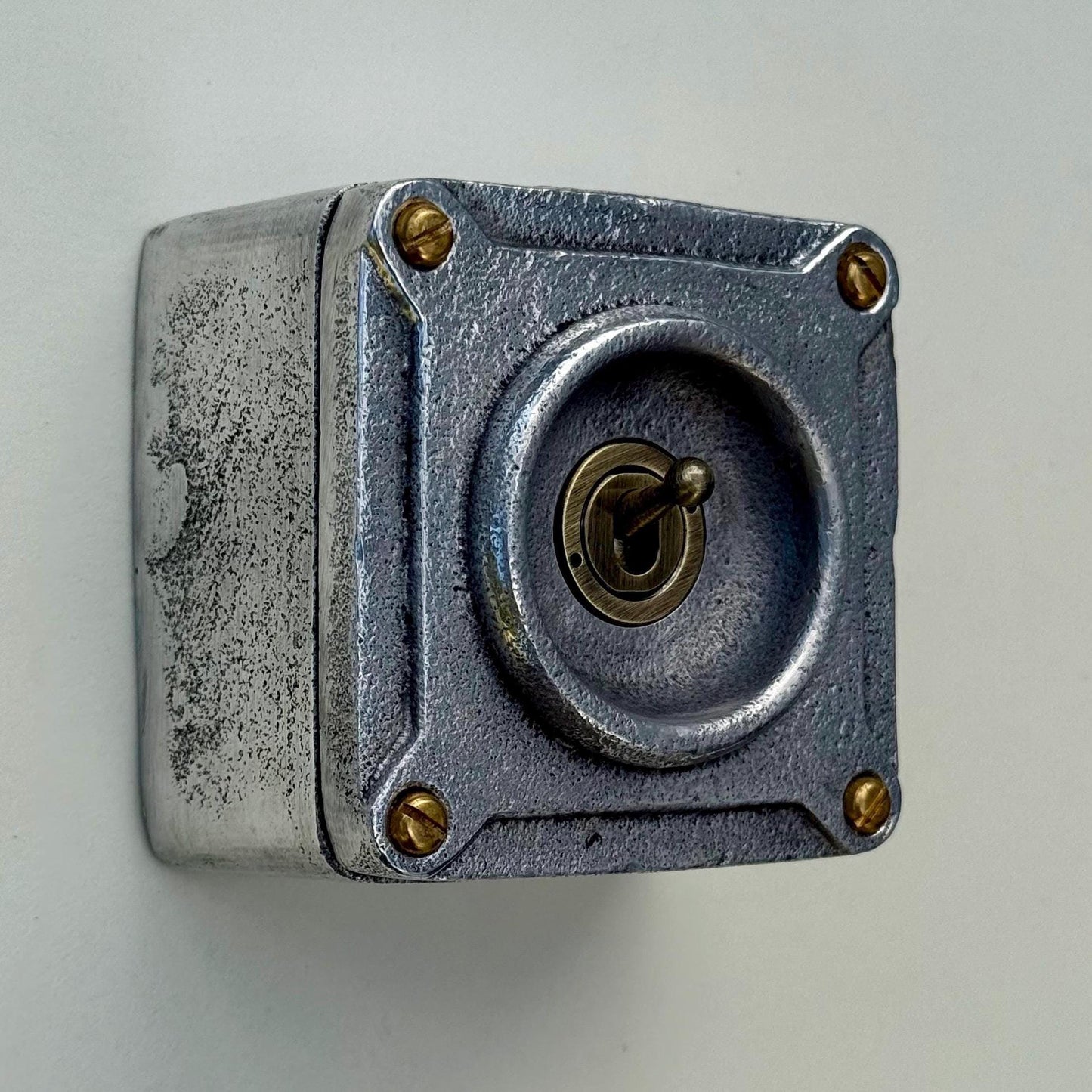 Single Gang Solid Metal Conduit Toggle Light Switch - Industrial Vintage Crabtree
