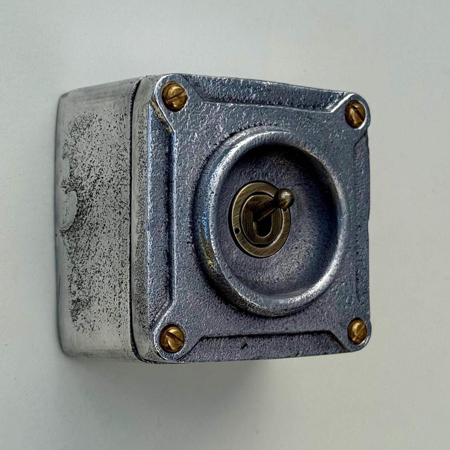 Single Gang Solid Metal Conduit Toggle Light Switch - Industrial Vintage Crabtree