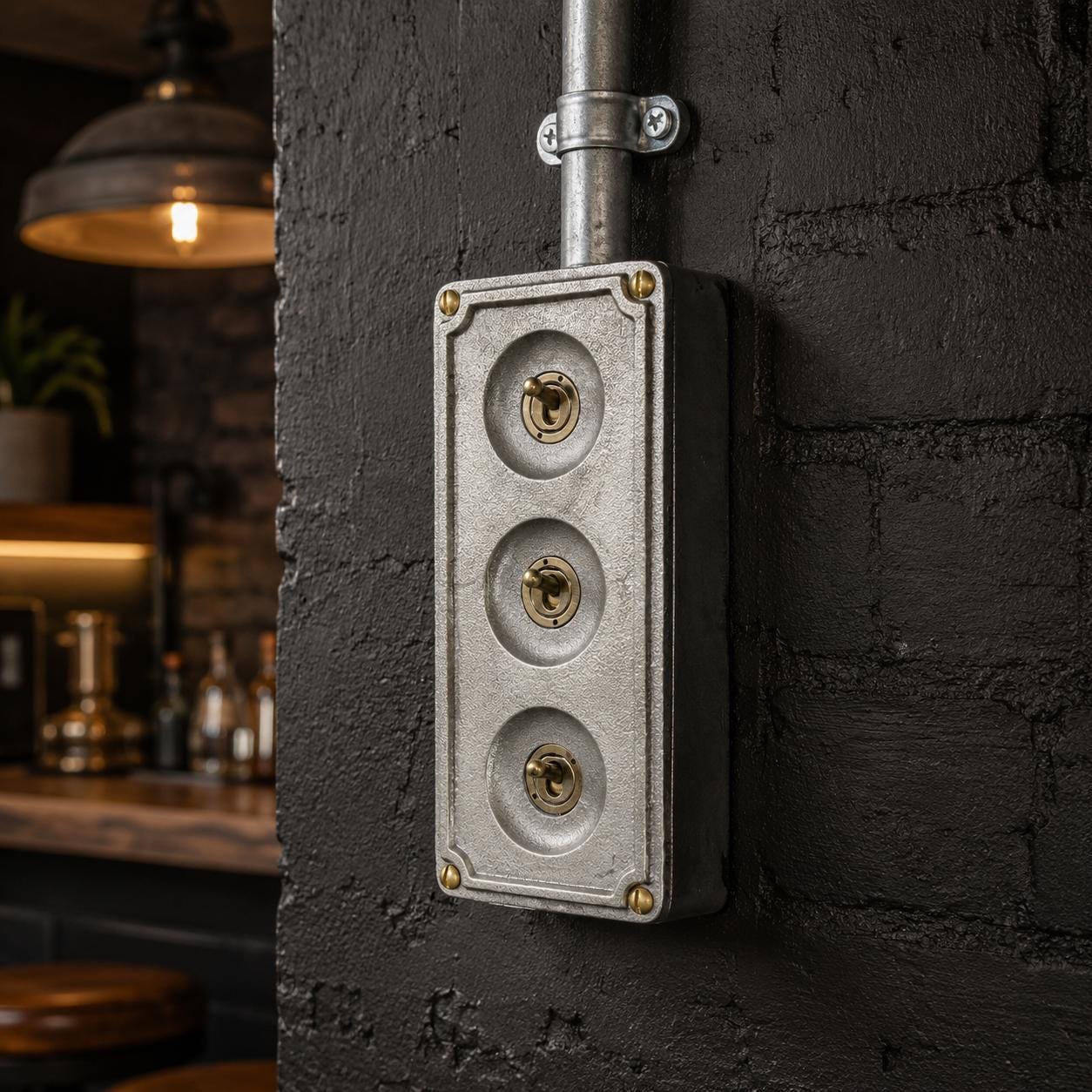 3 Gang 2 Way Solid Cast Metal Conduit Toggle Light Switch
