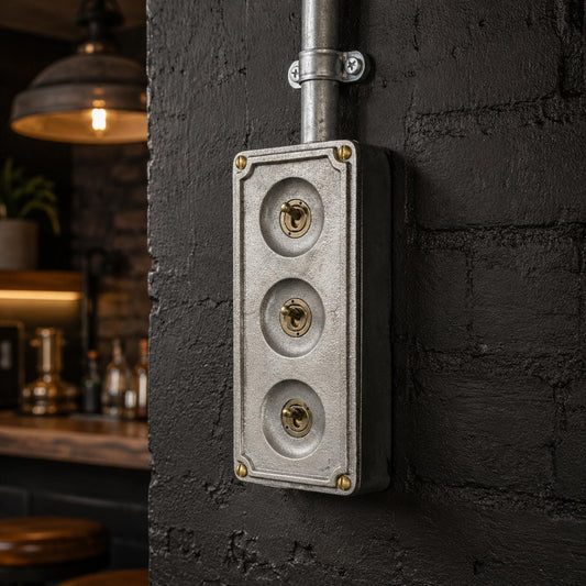 3 Gang 2 Way Solid Cast Metal Conduit Toggle Light Switch