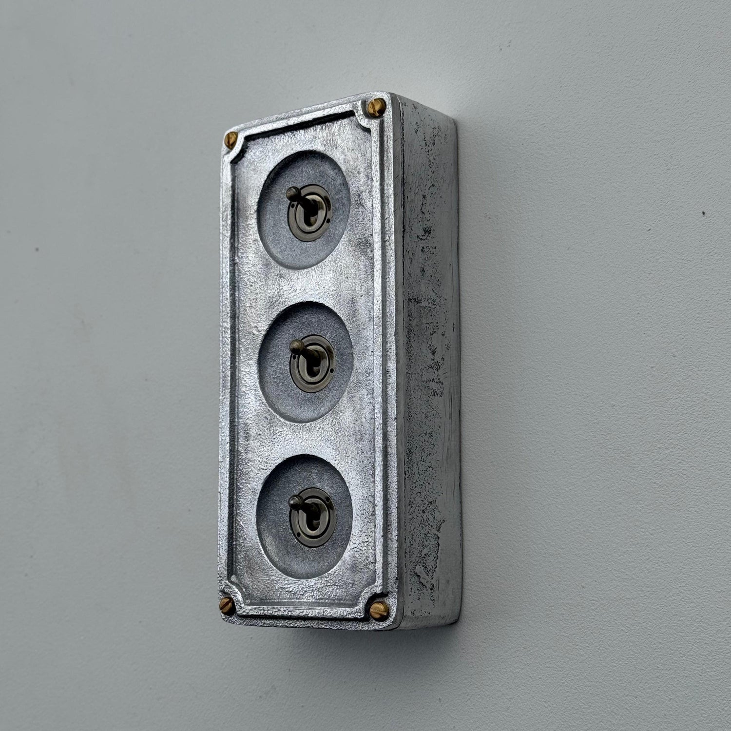 3 Gang 2 Way Solid Cast Metal Conduit Toggle Light Switch