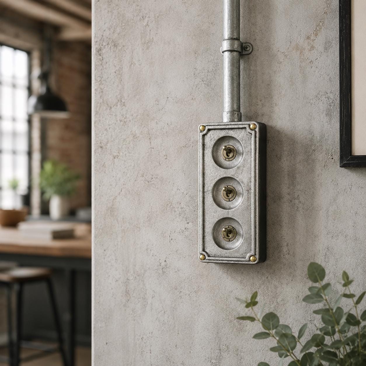 3 Gang 2 Way Solid Cast Metal Conduit Toggle Light Switch