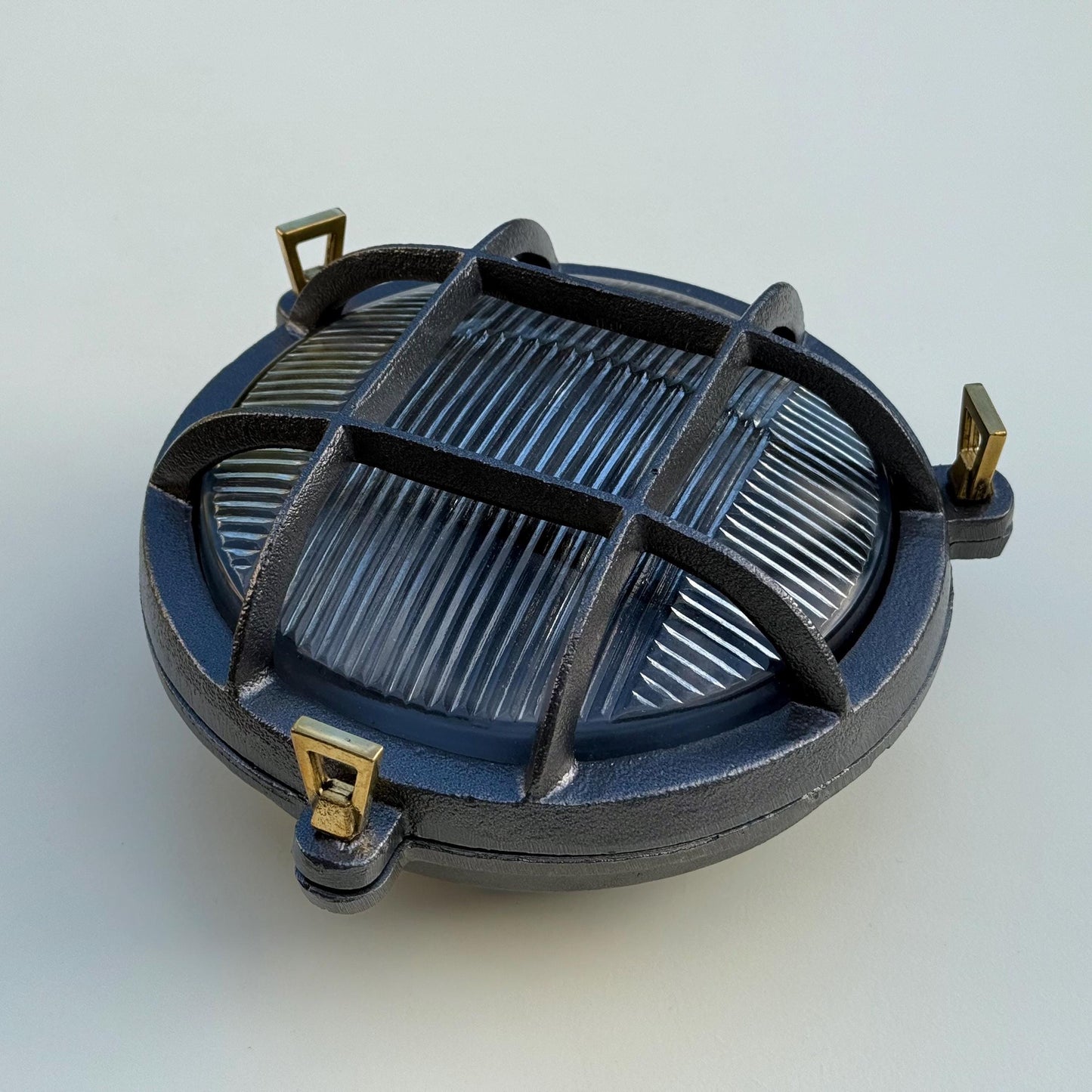 Wroxham ~ Cast Pewter Caged Nautical Bulkhead Wall Light Industrial Ceiling Fixture