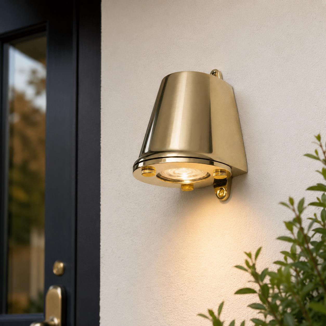 Holt - Solid Brass Mast Down Wall Light - IP54 Outdoor & Bathroom