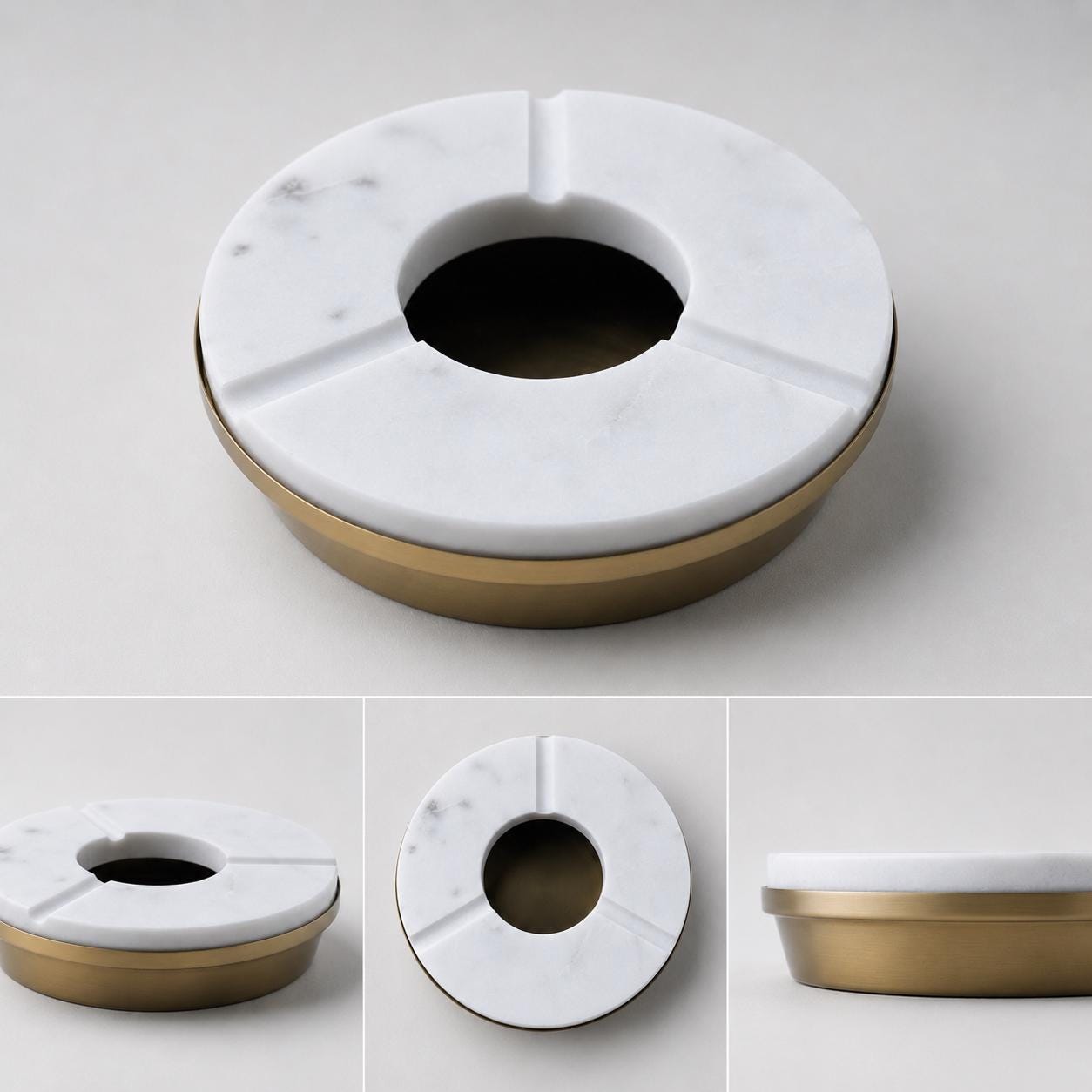 Marble Cigar Ashtray Brass Cigarette Holder Catchall Tray Handcrafted Gift