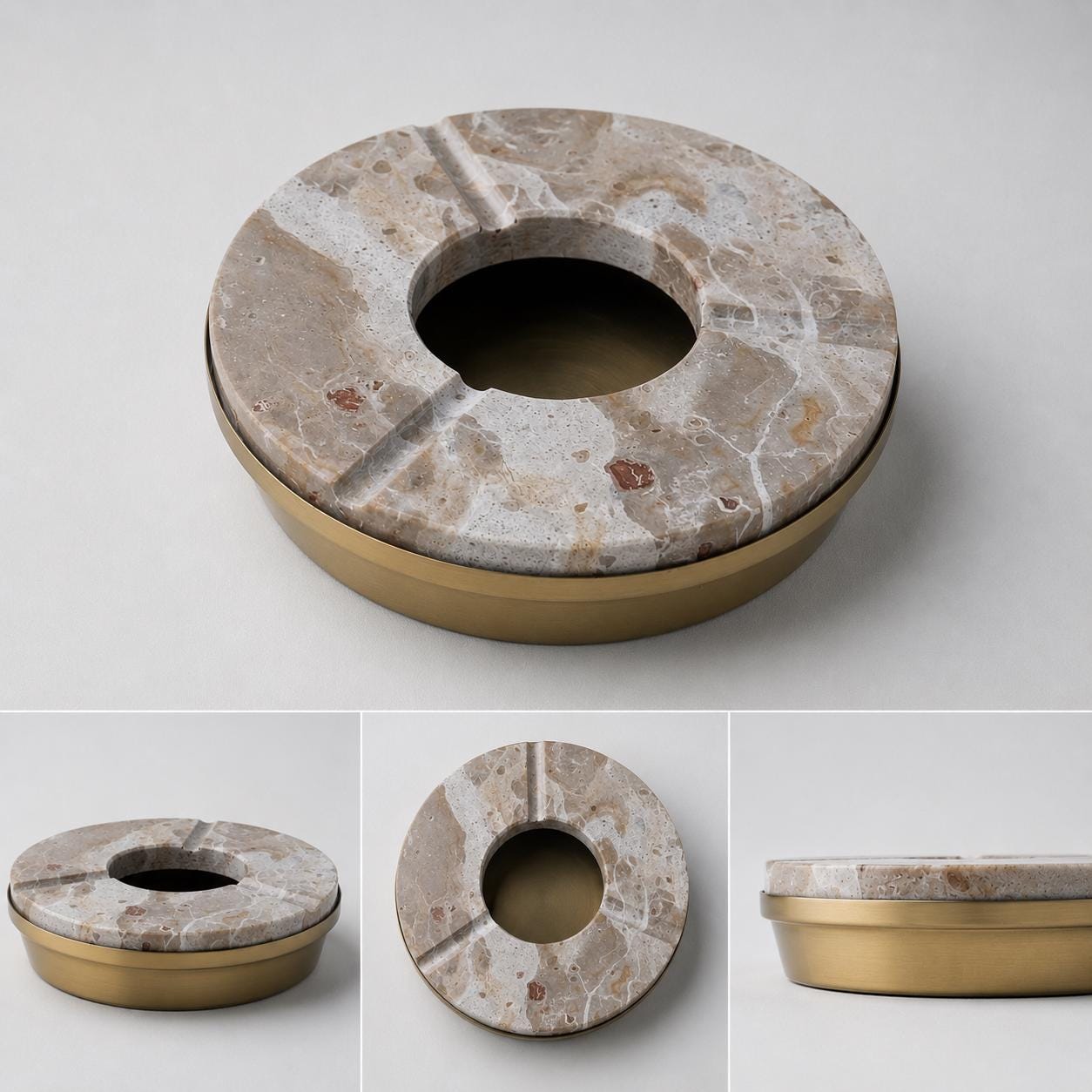 Marble Cigar Ashtray Brass Cigarette Holder Catchall Tray Handcrafted Gift