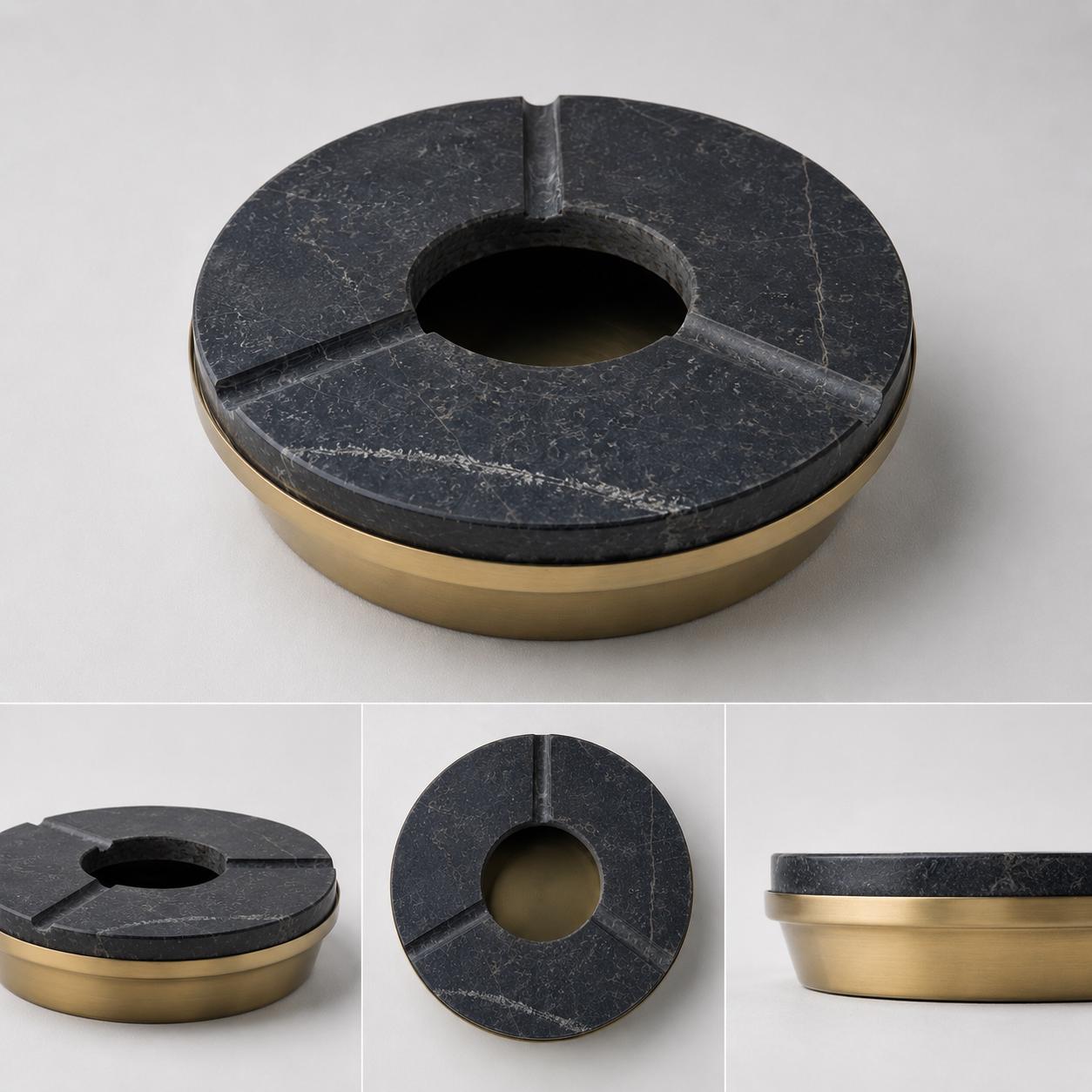 Marble Cigar Ashtray Brass Cigarette Holder Catchall Tray Handcrafted Gift
