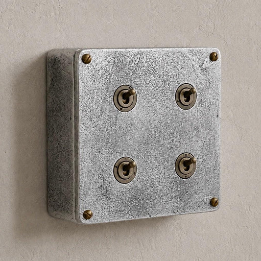 4 Gang 2 Way Solid Cast Metal Conduit Light Switch | Vintage Industrial Style