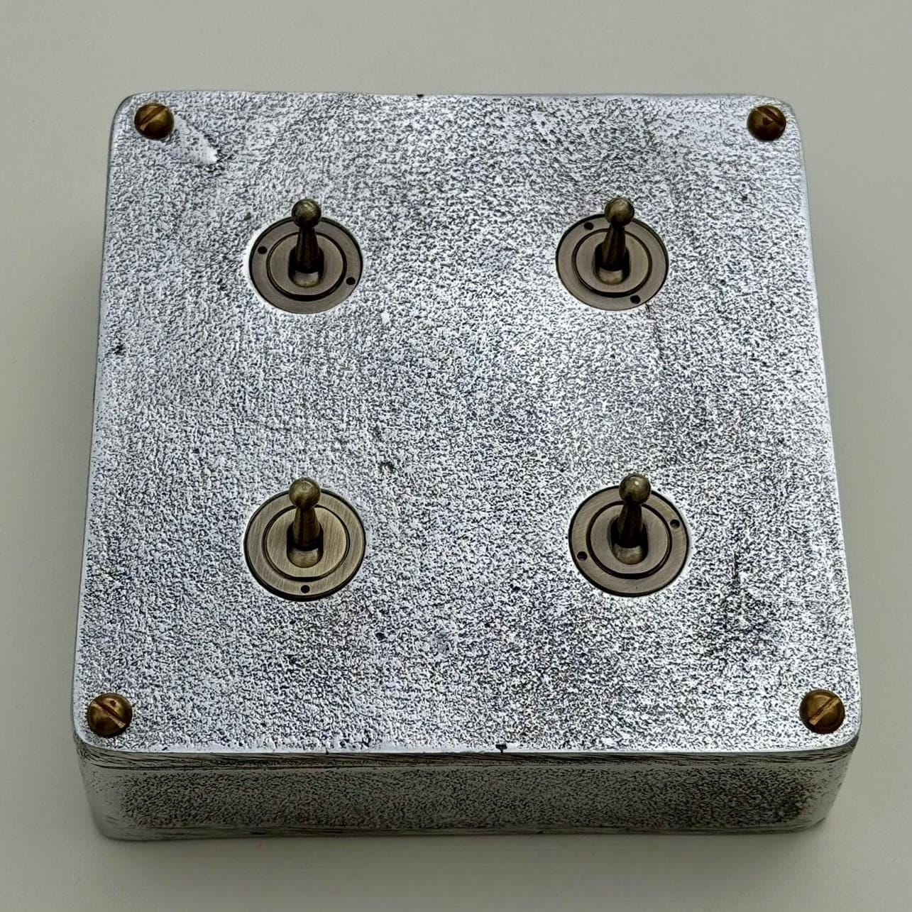 4 Gang 2 Way Solid Cast Metal Conduit Light Switch Industrial - Vintage Crabtree Style