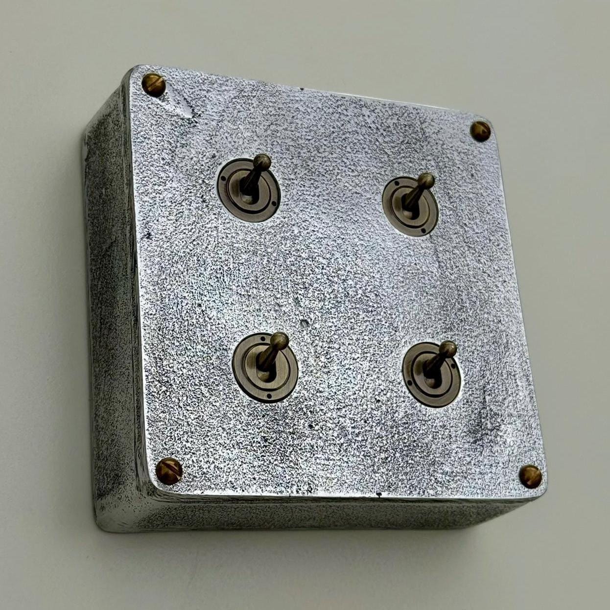 4 Gang 2 Way Solid Cast Metal Conduit Light Switch Industrial - Vintage Crabtree Style