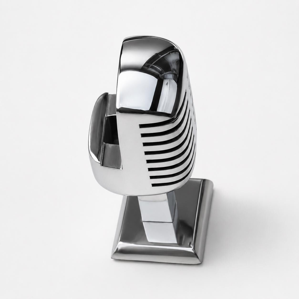Vintage Microphone Phone Holder | Retro Desk Stand in Polished Aluminium