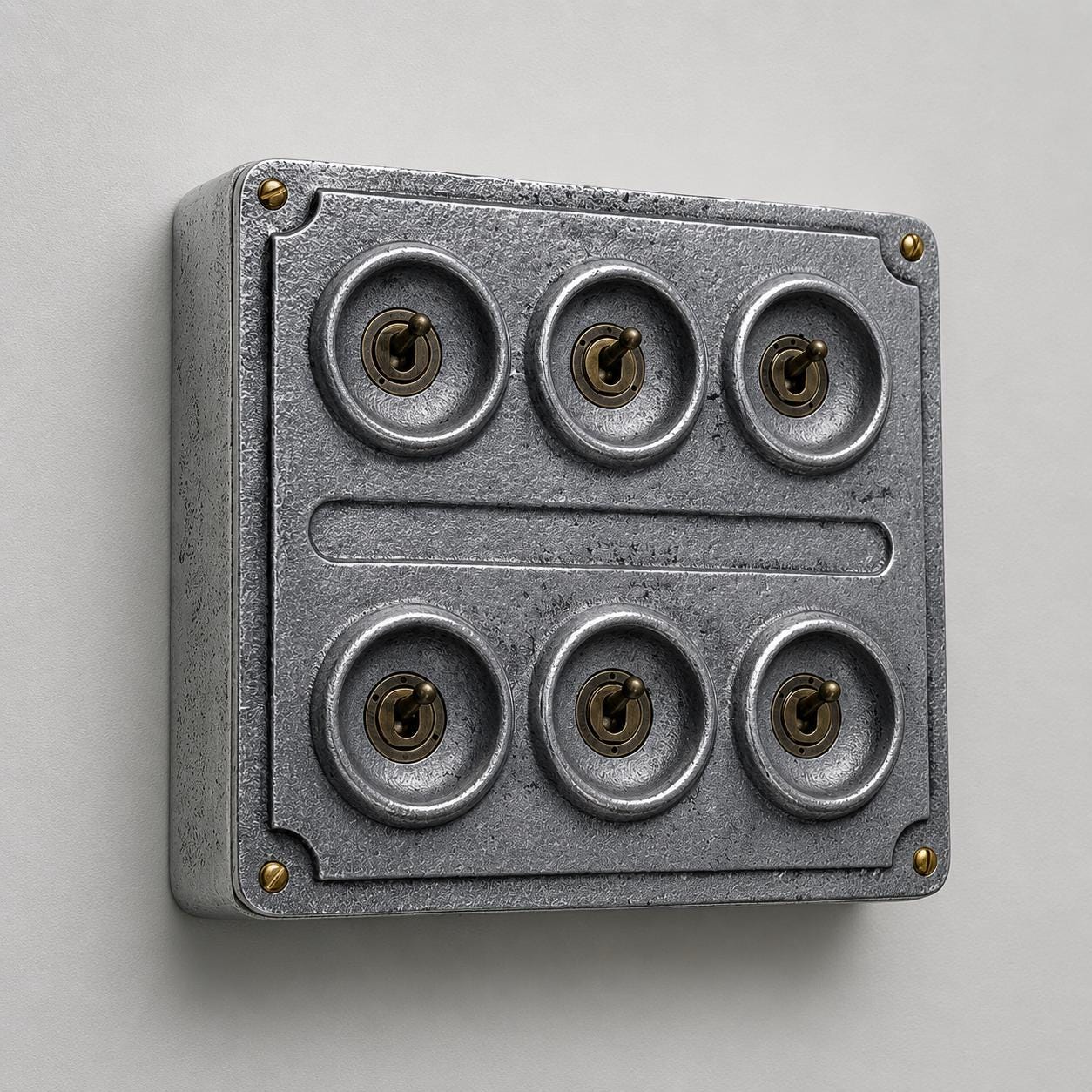 6 Gang 2 Way Solid Cast Metal Conduit Light Switch | Vintage Crabtree Style