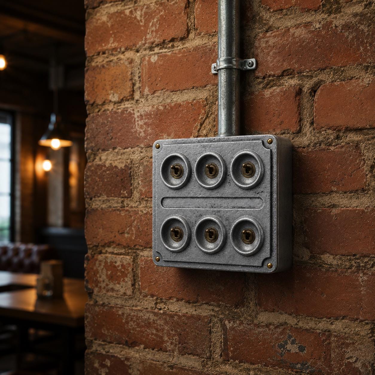 6 Gang 2 Way Solid Cast Metal Conduit Light Switch | Vintage Crabtree Style