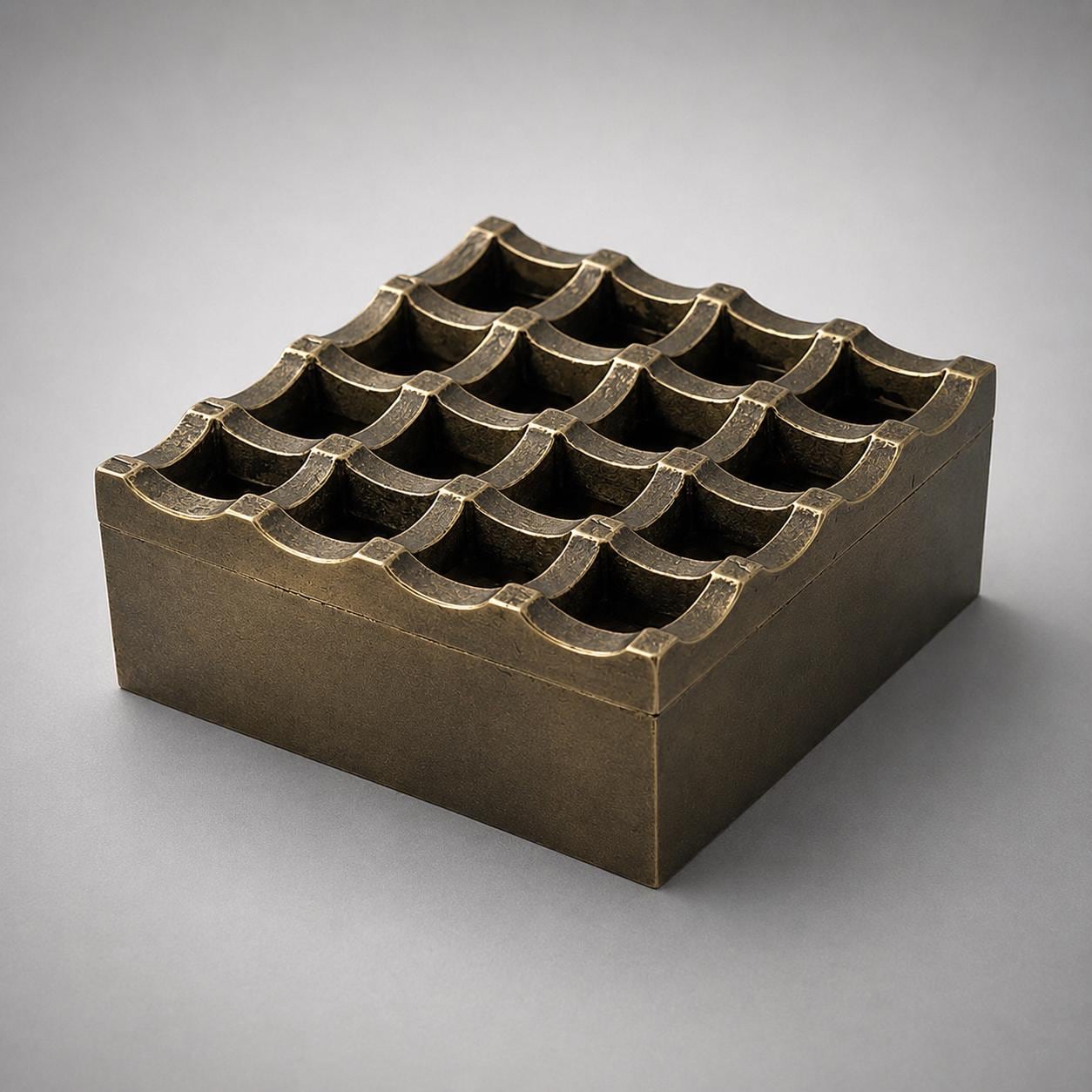 Antique Brass Large Ashtray | Heavy Cigar Holder & Home Bar Decor