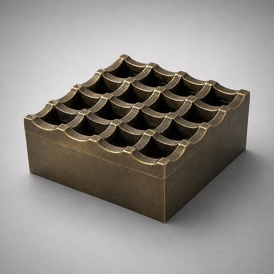 Antique Brass Large Ashtray | Heavy Cigar Holder & Home Bar Decor