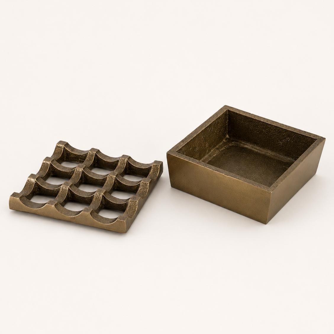 Antique Brass Medium Ashtray | Heavy Cigar Holder & Home Bar Decor